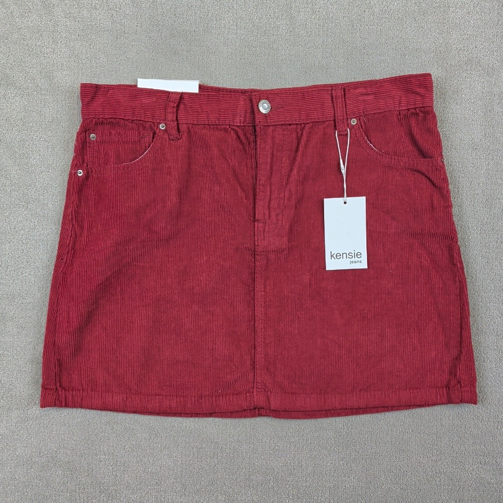 Kensie Jeans Corduroy Mini Skirt Womens 10/30 Burgundy Red Cotton 5-Pocket New
